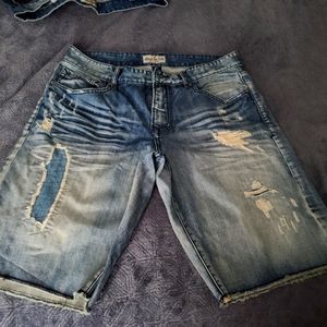 Rivet De Cru Thomas 5PKT Cut Denim Short Mens Sz 36 Polar Blue